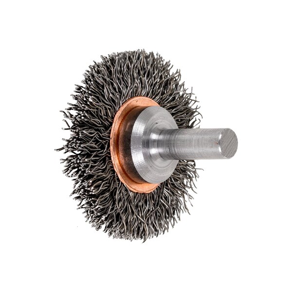 Pferd 1-1/2" Crimped Wire Wheel Brush - .012 CS Wire, 1/4" Shank - 82892