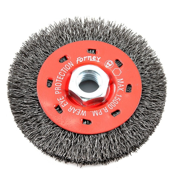 Forney Wire Wheel, Crimped, 4 in x .012 in x 5/8 in-11 Arbor - 72788