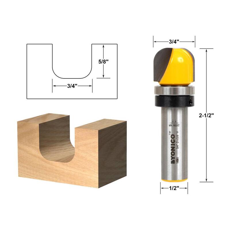 Fresa para Router con Punta de Carburo de 3/4 de pulgada, Bowl and Tray de Yonico - 14961