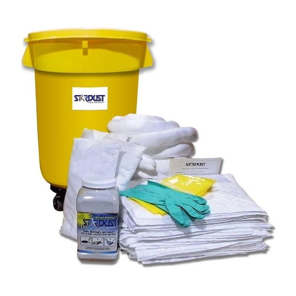 Stardust Spill Products Wheeled Spill Kit, 20 gal Volume Absorbed per Kit, 32 gal Capacity, Drum, Yellow, 60 - D932PW
