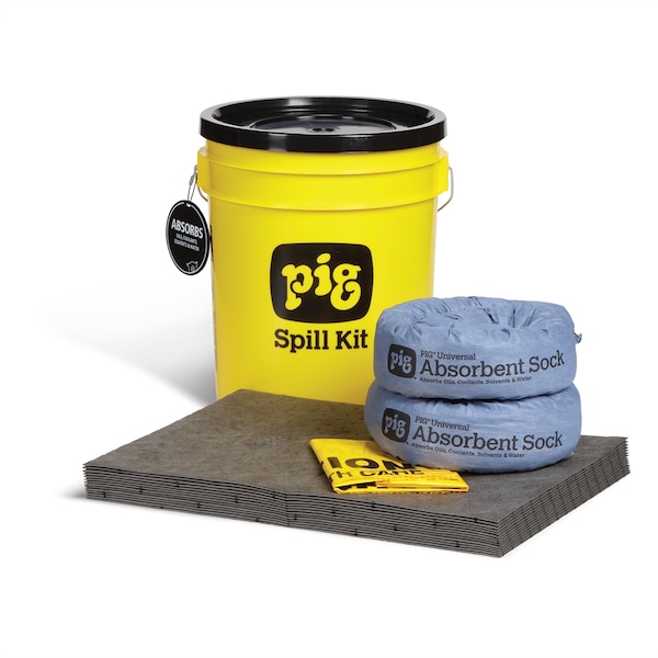 Pig Pig Universal Spill Kit Bucket- Absorbs 4.4 Gal - 45301