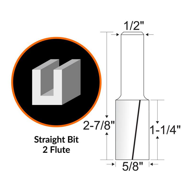 Broca de enrutador de punta de carburo de 2 flautas recta de 5/8 pulg. con vástago de 1/2 pulg. - RB110FF