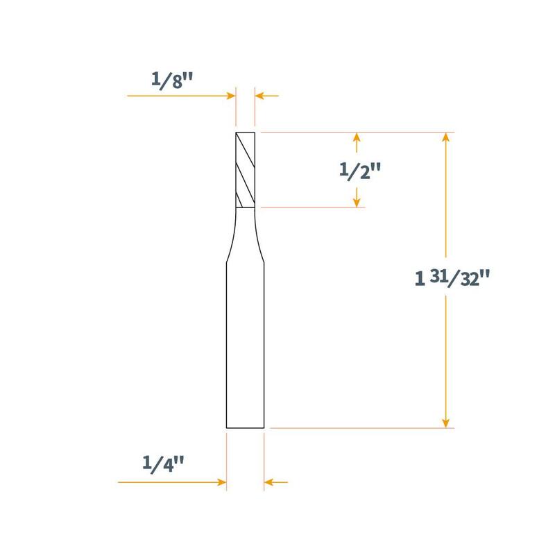 Broca Espiral con Corte Descendente de 1/4 de Pulgada, Diámetro de Corte de 1/8 de Pulgada y Longitud de Corte de 1/2 de Pulgada de Carburo Sólido - 73001