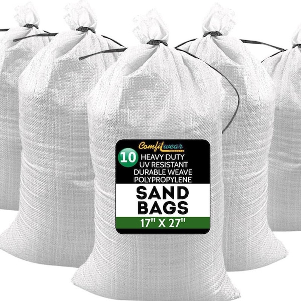 Comfitwear Heavy Duty Durable SandBags Empty Woven Sand Bags 17 x 27, 10PK - PSB-1727-10