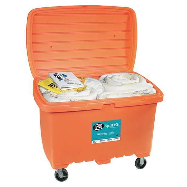 Pig Spill Kit, 74 gal Volume Absorbed per Kit, 112 3/16 gal Capacity, Chest, Orange, 139 - KIT479-OR