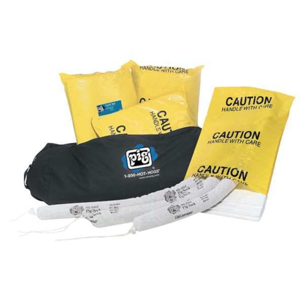 Pig Spill Kit, 23 gal Volume Absorbed per Kit, Not Applicable Capacity, Bag, Black, 74 - KIT423