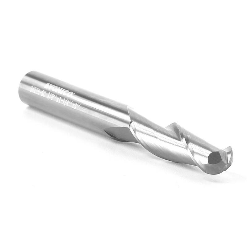 Fresa de extremo en espiral Yonico de 2 flautas con cabeza esférica de 3/8 pulg. de diámetro y vástago de 3/8 pulg. de carburo sólido para enrutador CNC - 34230-SC