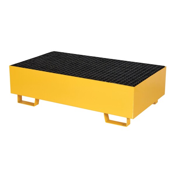 Vestil Yellow Drum Retention Basin, 49x27x14, 2 Drum, Steel - VSRB-YL-2