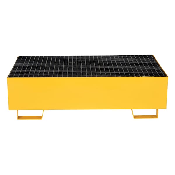 Vestil Yellow Drum Retention Basin, 49x27x14, 2 Drum, Steel - VSRB-YL-2
