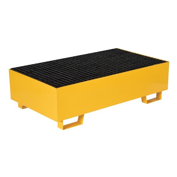 Vestil Yellow Drum Retention Basin, 49x27x14, 2 Drum, Steel - VSRB-YL-2
