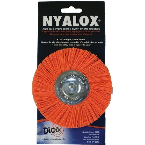 Dico 5417784 Mounted Wheel Brush, 4 in Dia, 14 in ArborShank, Nylon Bristle - 541-778--4