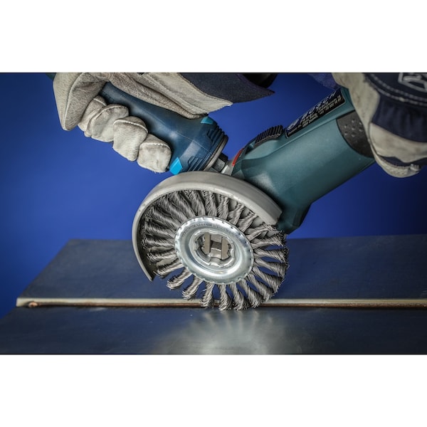 Pferd 4-1/2" OD full cable twist knot wheel brush - .020" carbon steel wire, X-LOCK mounting system - 80708