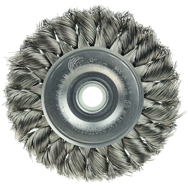 Weiler 3" Standard Twist Knot Wire Wheel, .0118" Fill, 1/2"-3/8" Arbor Hole - 8254