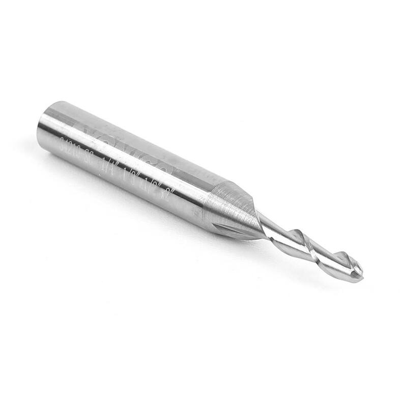 Fresa de punta esférica de dos flautas Yonico de 1/8 pulg. de diámetro y 1/4 pulg. de vástago de carburo sólido para router CNC - 34210-SC