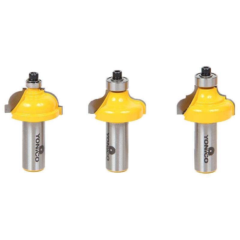 Juego de 3 piezas de brocas para router con punta de carburo de diseñador de tamaño mediano de Yonico, 1/2 pulgada - 13327