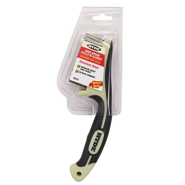 Hyde Hyde MAXXGRIP PRO 0.75 in. W X 8.75 in. L Stainless Steel Wire Brush - 46833