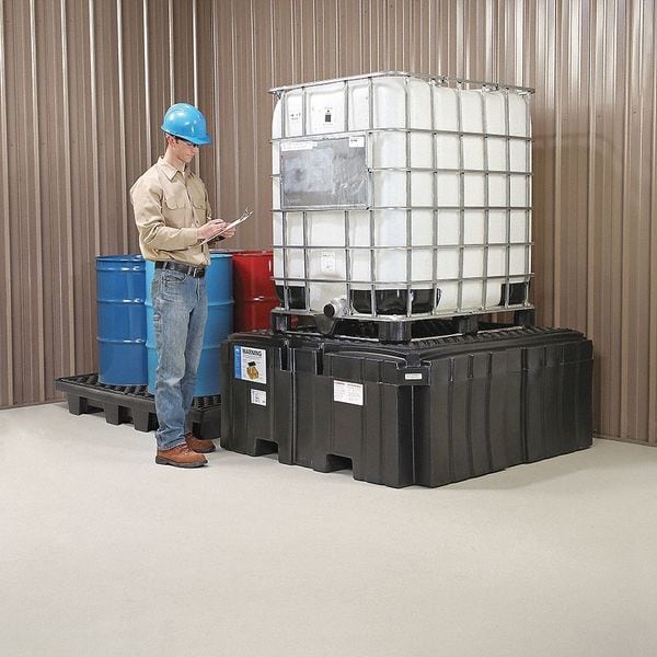 Pig Spill Pallet, 360 gal Spill Capacity, 1 Drums, 8,000 lb Load Capacity - PAK735-BK-WD