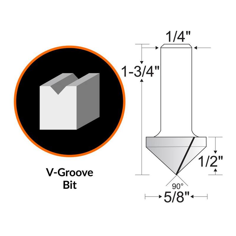 Broca de enrutador con punta de carburo en forma de V de 5/8 pulg. con vástago de 1/4 pulg. - RB303VG