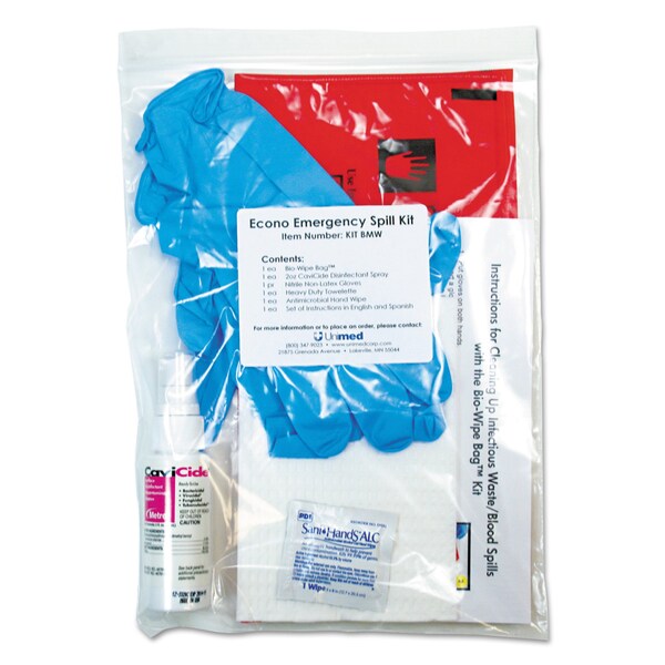 Unimed Econo Emergency Spill Kit, 7 Pieces, 9 x 12 - KITBMW