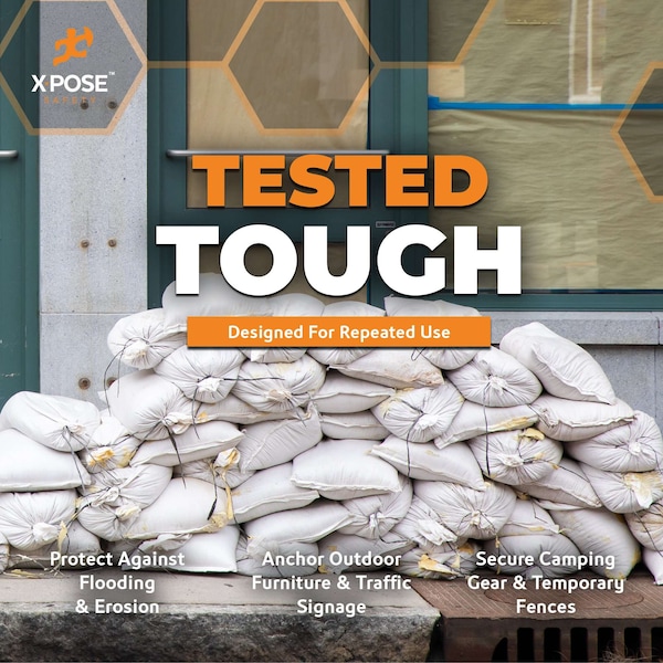 Xpose Safety White Sand Bags - 14inx26in, 100 lb, Half Pallet of 4,000 - SBW-HVY-1426-HP4000-X