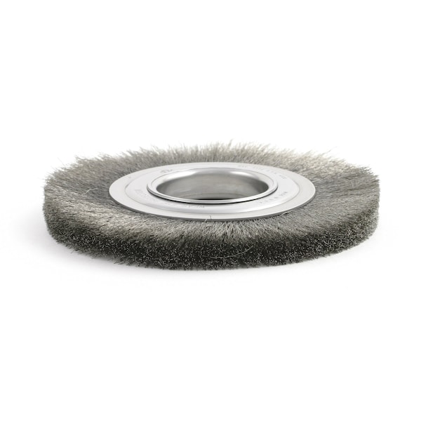Brush Research Manufacturing BDM306, 3" Dia. Crimped Wire Wheel Brush, .006 CS, 1/2"-3/8" AH, .500" Trim, .375" Face Width - BDM306