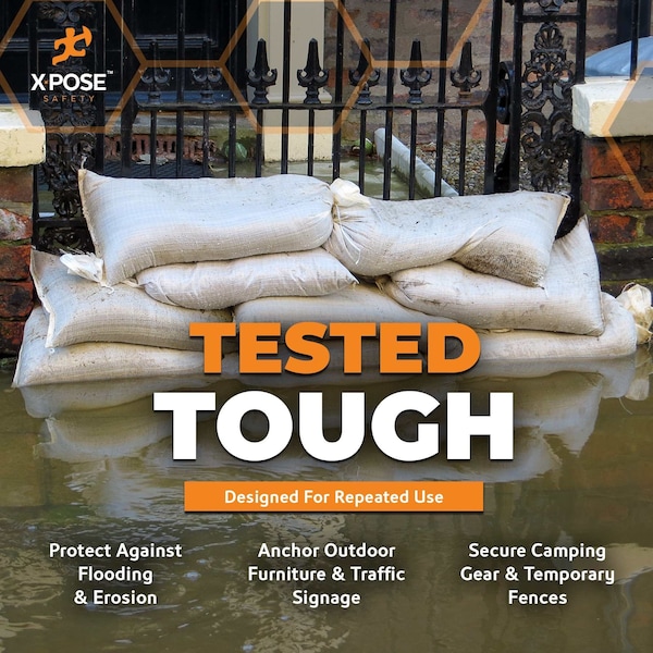 Xpose Safety Woven Poly Sand Bags for Flooding, 18 x 30, 100 lb WL, Empty, White, Pack of 1000, 1000PK - SBW-1830-1000-X