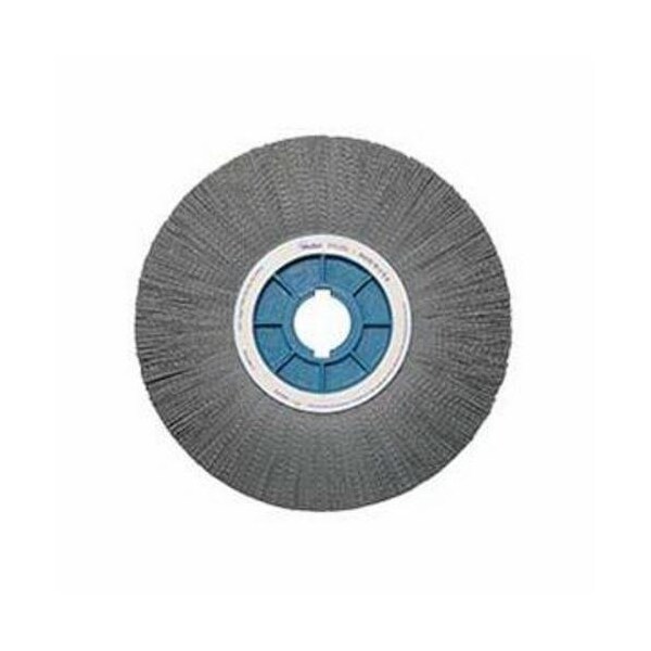 Nylox Wheel Brush, Composite, 14 in Brush Dia, 1-1/8 in Face W, 5-1/4 to 2 in Arbor Hole, Crimped/Round Fi - 85150