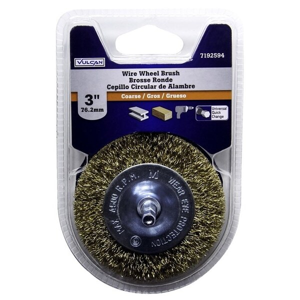 Vulcan Wire Wheel Brush, 3 in Dia, 1/4 in Quick Change Shank in Arbor/Shank - 321901OR