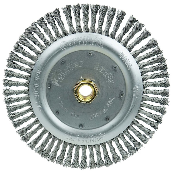 Weiler Dually 7" Brush, .020" Steel Wire Fill, 5/8"-11 UNC Double-Hex - 79800