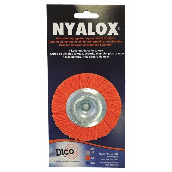 Nyalox By Dico Nyalox Wheel Brush, 120 Grit, Orange, 3" - 7200021