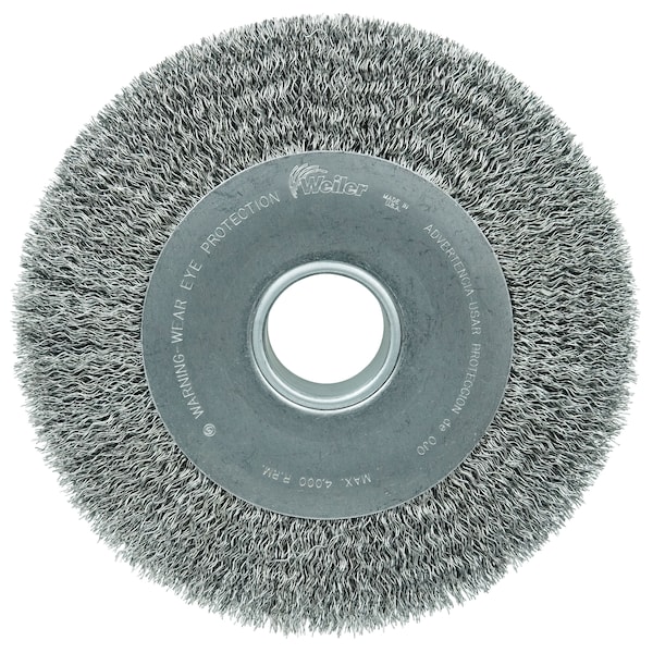 Weiler 10" Wide Face Crimped Wire Wheel .014" Steel Fill 2" Arbor Hole - 3200