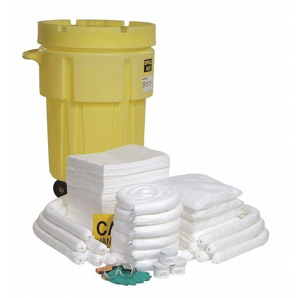 Spilltech Spill Kit, 80 gal Volume Absorbed per Kit, 95 gal Capacity, Drum, Yellow, 196 - SPKO-95-WD