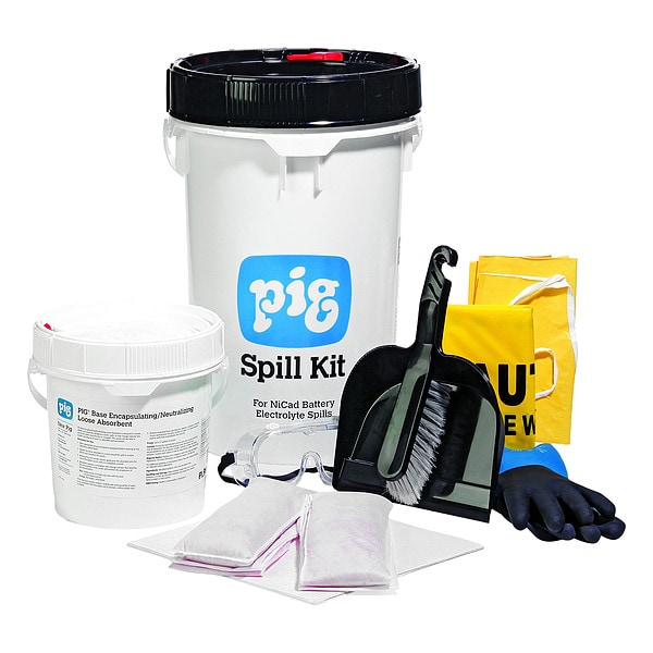 Pig Spill Kit, 3 gal Volume Absorbed per Kit, 6 1/2 gal Capacity, Drum, White, 19 - KIT610