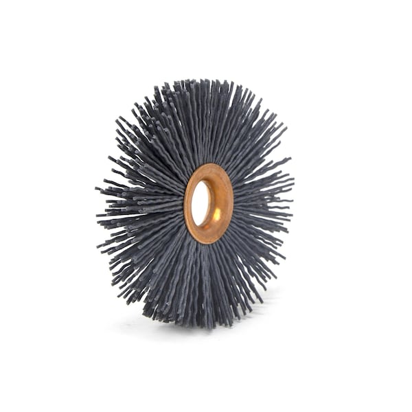 Brush Research Manufacturing CY312180SCF Abrasive Nylon Copper Center Wheel, 3.5" Dia., 180SC, .625" Arbor Hole, 1.187" Trim - CY312180SCF