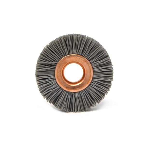 Brush Research Manufacturing CY114500AO Abrasive Nylon Copper Center Wheel, 1.25" Dia., 500AO, .375" Arbor Hole, .250" Trim - CY114500AO