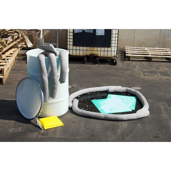 Spilfyter Spill Kit, 26 gal Volume Absorbed per Kit, 30 gal Capacity, Drum, Gray, 141 - 450030