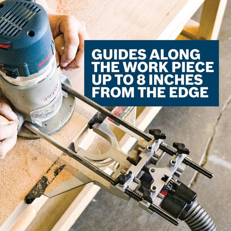 Guía de borde de lujo para router de Bosch con accesorio de extracción de polvo y adaptador de manguera de vacío - RA1054