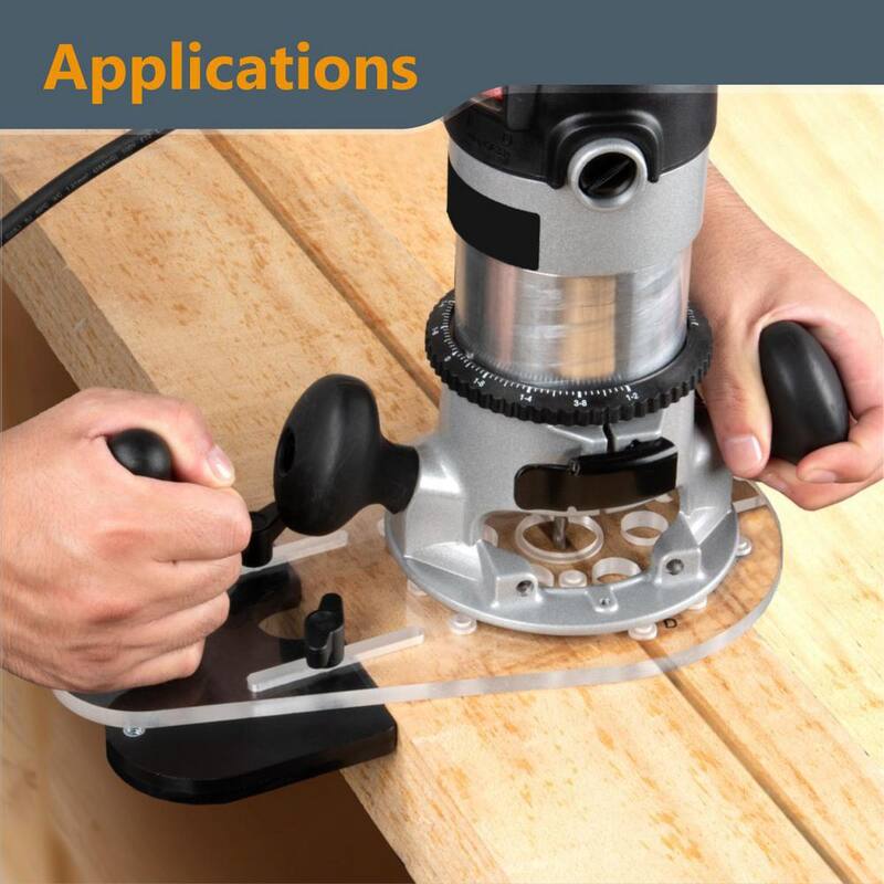 Placa universal para Router POWERTEC con cerca reversible para enrutamiento de bordes, perillas y tornillos para montaje adaptable - 71398