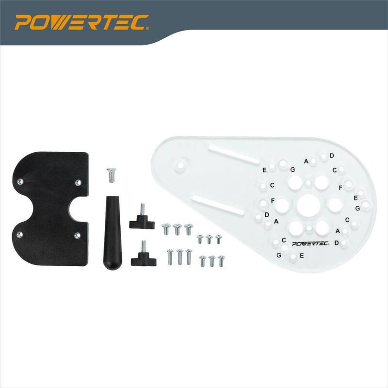 Placa universal para Router POWERTEC con cerca reversible para enrutamiento de bordes, perillas y tornillos para montaje adaptable - 71398