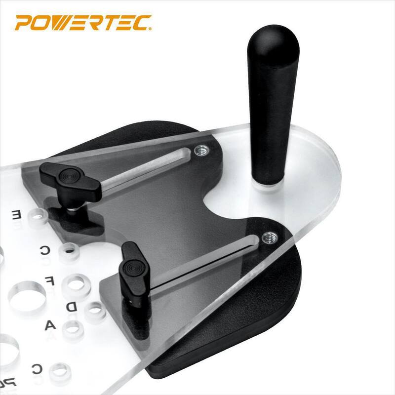 Placa universal para Router POWERTEC con cerca reversible para enrutamiento de bordes, perillas y tornillos para montaje adaptable - 71398