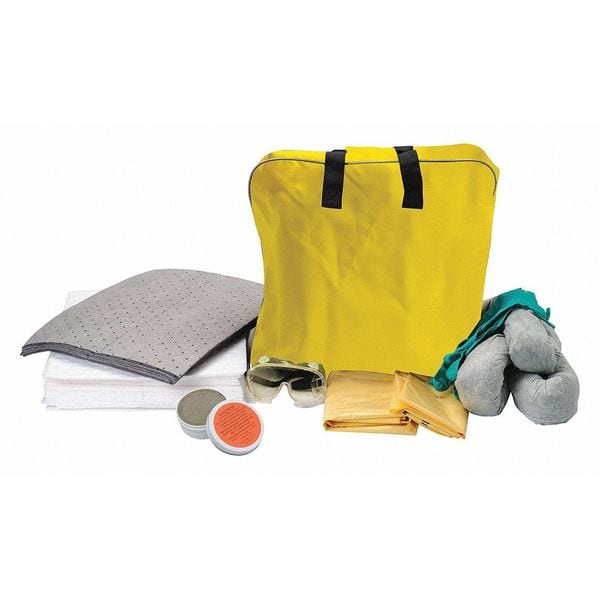 Brady Spill Kit, 12 gal Volume Absorbed per Kit, 11 gal Capacity, Bag, Yellow, 47 - SK-VEH