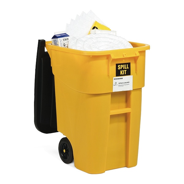 Spilltech Spill Kit, 46 gal Volume Absorbed per Kit, 50 gal Capacity, Drum, Yellow - SPKO-CAN-WD