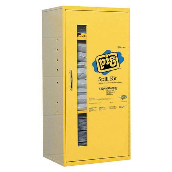 Pig Spill Kit, 12 gal Volume Absorbed per Kit, Not Applicable Capacity, Wall Cabinet, Yellow, 148 - KIT215