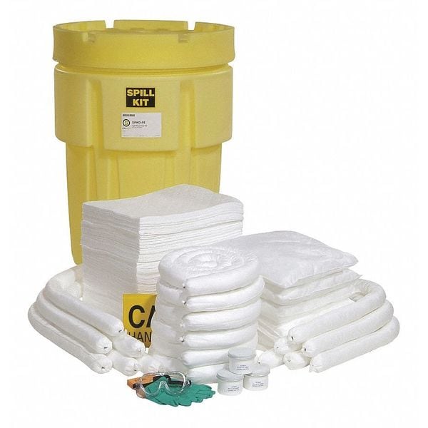 Spilltech Spill Kit, 80 gal Volume Absorbed per Kit, 95 gal Capacity, Drum, Yellow, 196 - SPKO-95