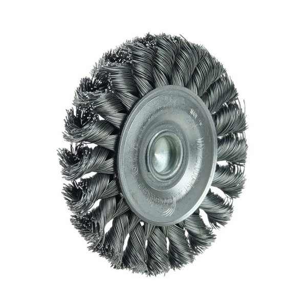 Weiler 3-1/4" Stem-Mounted Knot Wire Wheel, .020" Steel Fill, 1/4" Stem - 17682