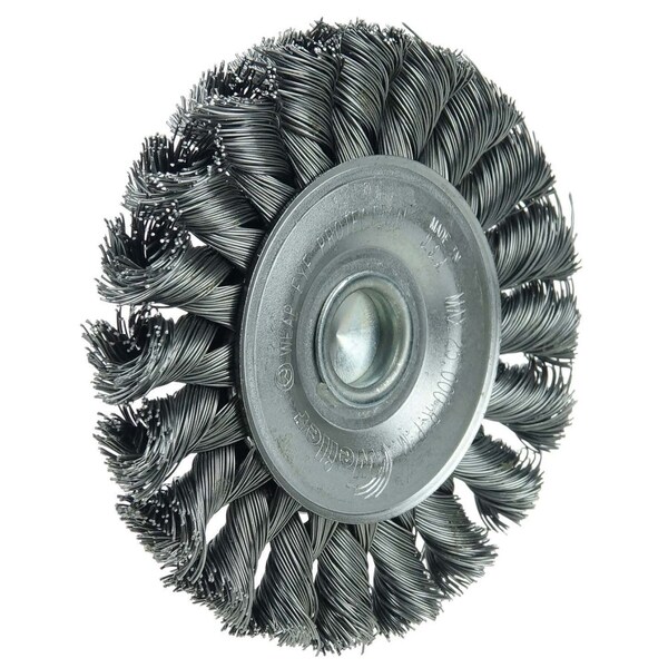 Weiler 3-1/4" Stem-Mounted Knot Wire Wheel, .020" Steel Fill, 1/4" Stem - 17682