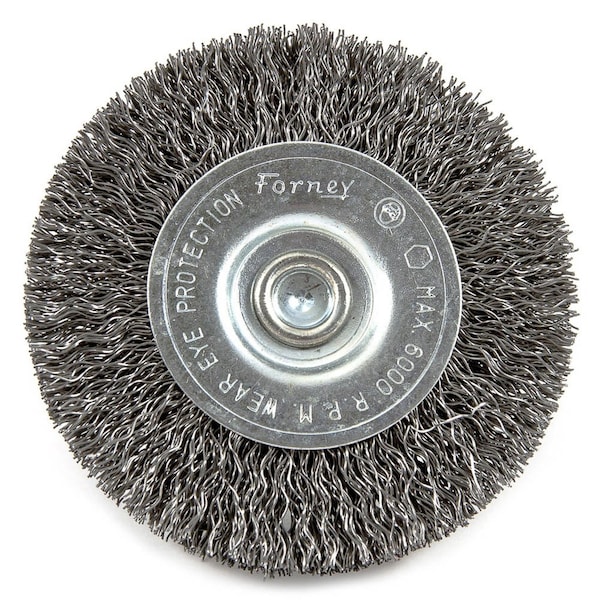 Forney Wire Wheel, Crimped, 3 in x .012 in x 1/4 in Hex Shank - 72735
