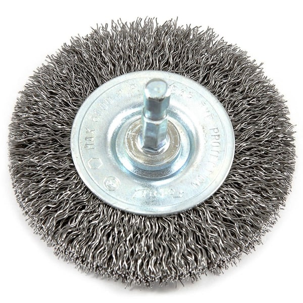 Forney Wire Wheel, Crimped, 3 in x .012 in x 1/4 in Hex Shank - 72735