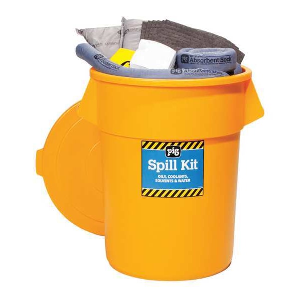 Pig Spill Kit, 39 gal Volume Absorbed per Kit, 55 gal Capacity, Can, Yellow, 136 - KIT2500