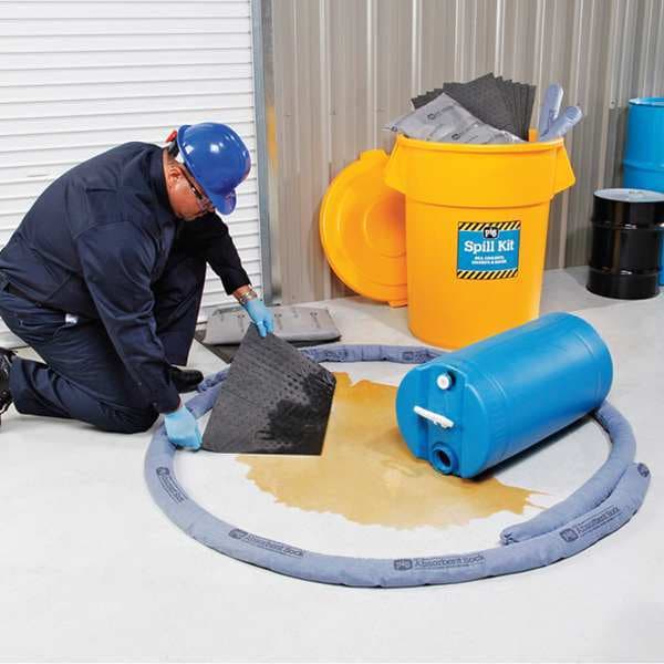 Pig Spill Kit, 39 gal Volume Absorbed per Kit, 55 gal Capacity, Can, Yellow, 136 - KIT2500